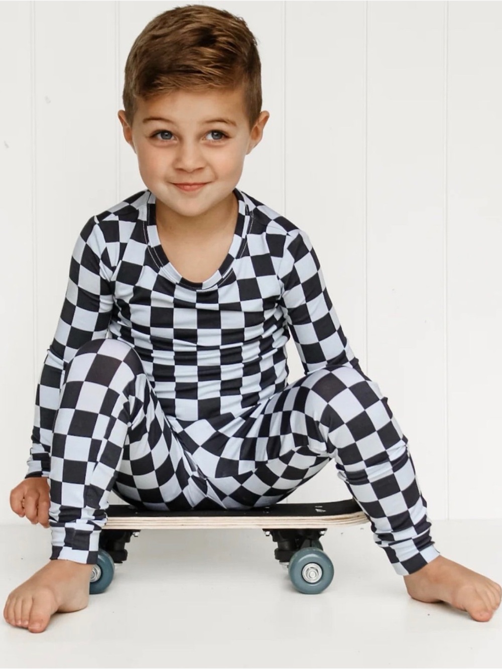 NWT DREAM BIG LITTLE CO 2 PIECE UNISEX BAMBOO MIDNIGHT CHECKERS DREAM SET 7/8